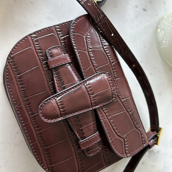 NWOT C asymmetrical inspired mini crossbody croc print burgundy - Picture 5 of 5